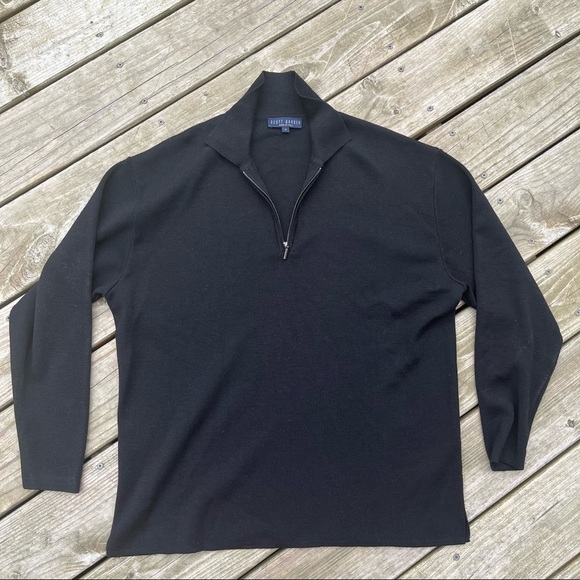 Scott Barber Wool Quarter Zip Sweater black popover large - Picture 1 of 9